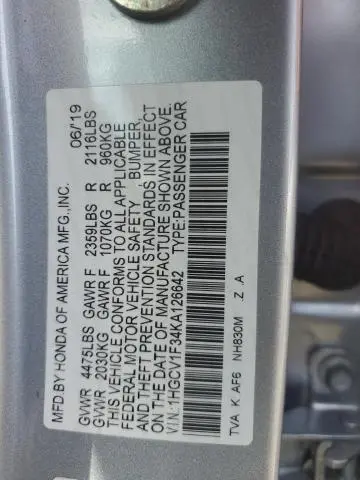 2019 HONDA ACCORD SPORT  