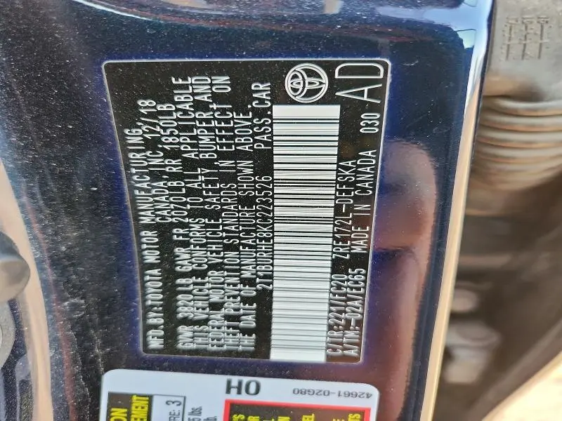 2019 TOYOTA COROLLA SE  