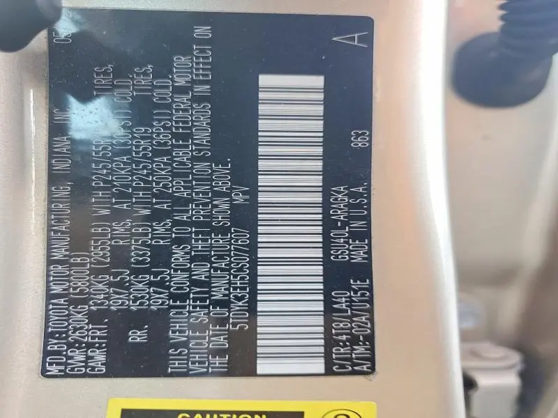 2012 TOYOTA HIGHLANDER LIMITED  