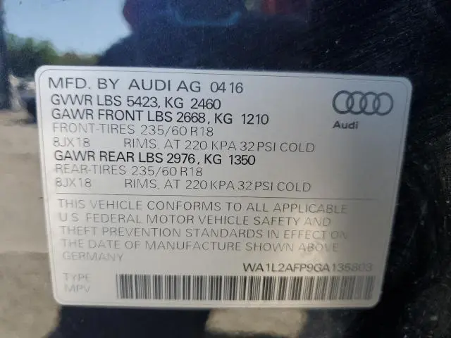 2016 AUDI Q5 PREMIUM PLUS  