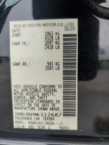 2021 NISSAN ALTIMA SV  