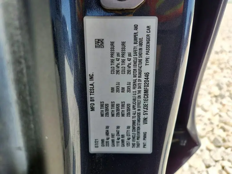 2021 TESLA MODEL 3   