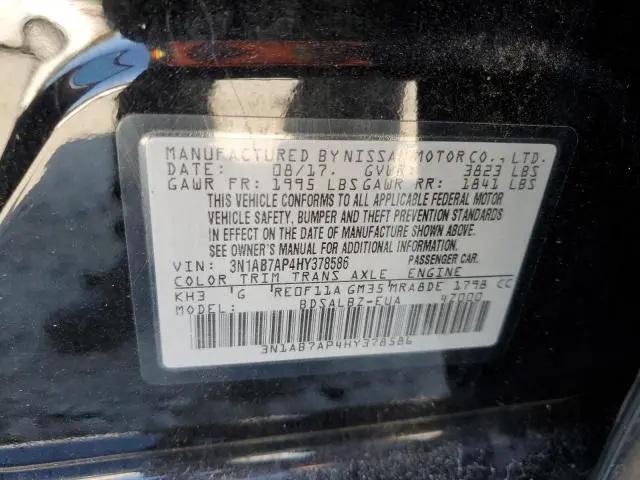 2017 NISSAN SENTRA S  