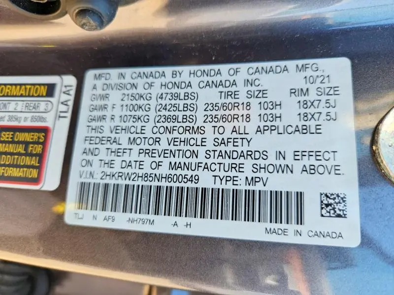 2022 HONDA CR-V EXL  