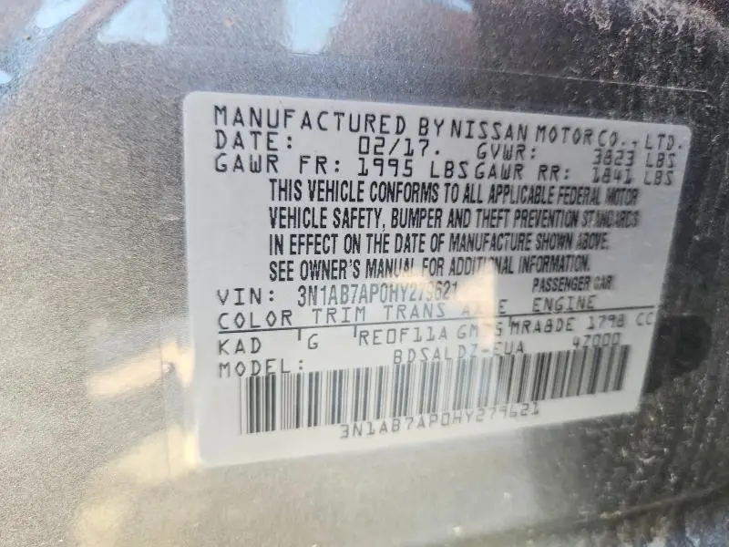 2017 NISSAN SENTRA SV  