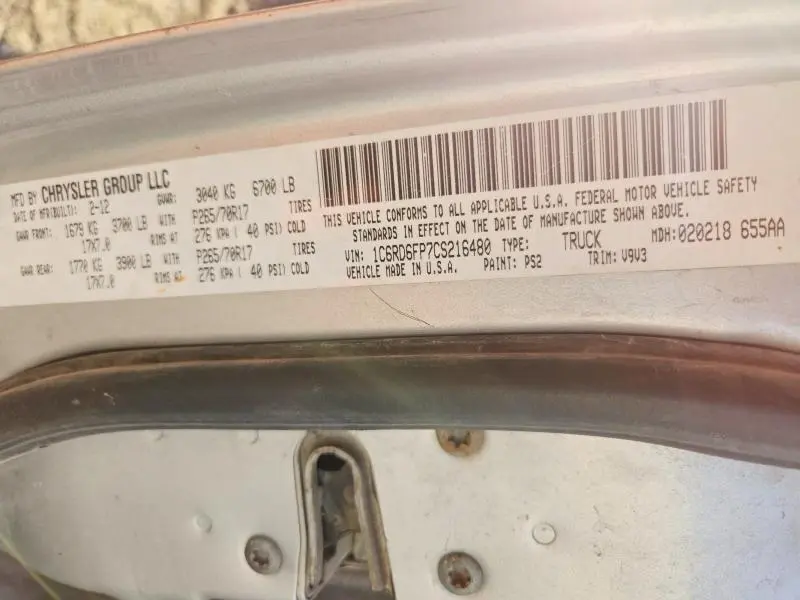 2012 DODGE RAM 1500 ST  