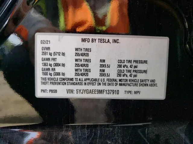 2021 TESLA MODEL Y   