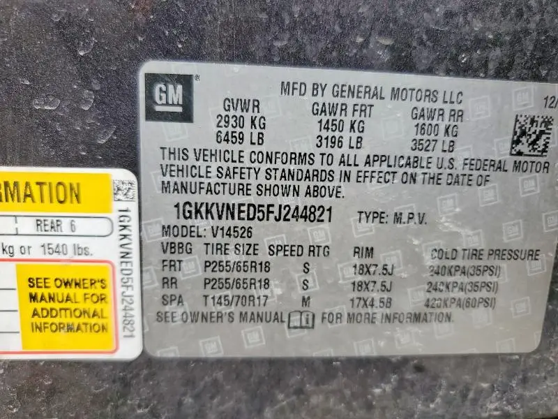 2015 GMC ACADIA SLE  