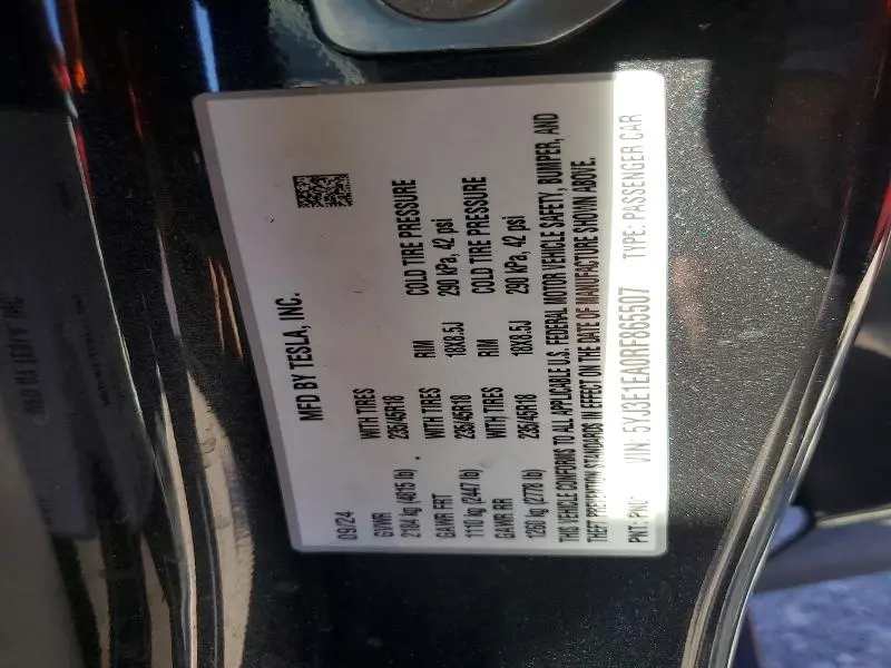 2024 TESLA MODEL 3   