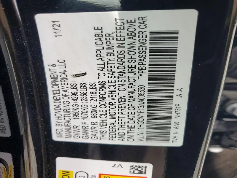 2022 HONDA ACCORD LX  