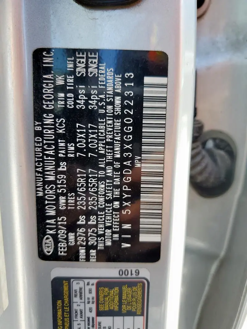 2016 KIA SORENTO LX  