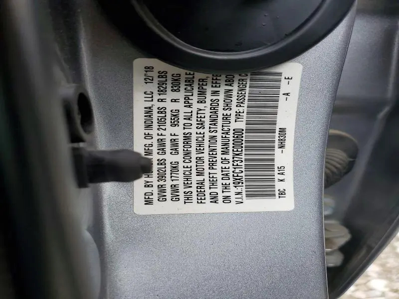 2019 HONDA CIVIC EX  
