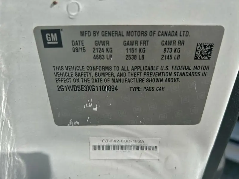 2016 CHEVROLET IMPALA LIMITED POLICE  