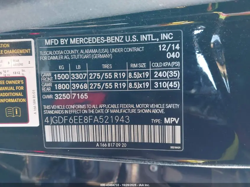 2015 MERCEDES-BENZ GL 450 4MATIC