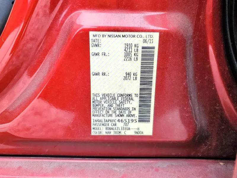 2015 NISSAN ALTIMA 2.5 S  