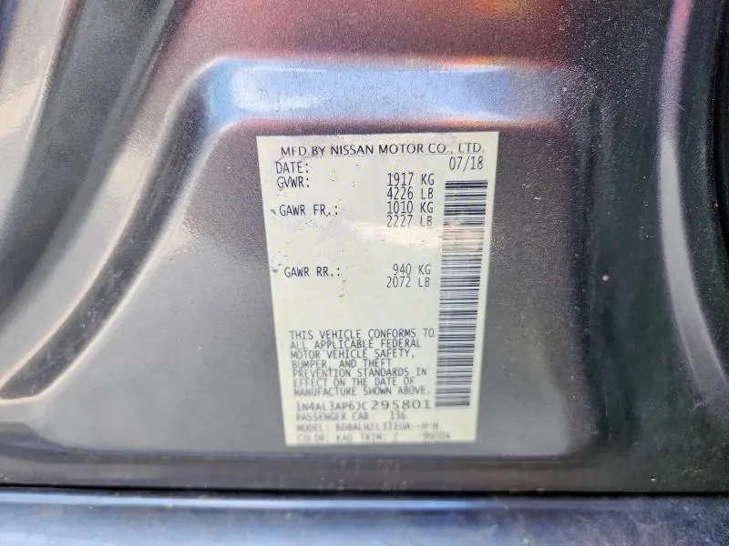2018 NISSAN ALTIMA 2.5 SR  