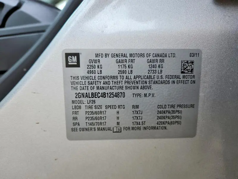 2011 CHEVROLET EQUINOX LS  