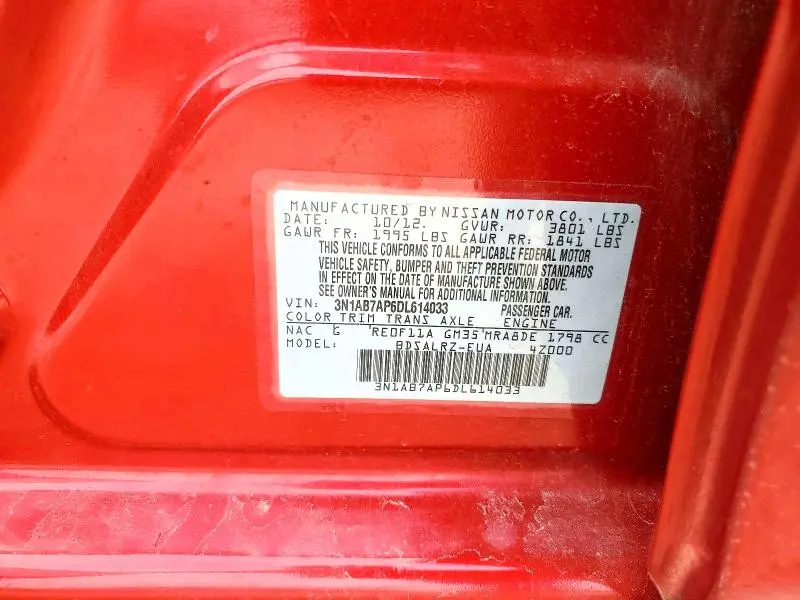 2013 NISSAN SENTRA S  