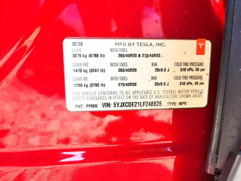 2020 TESLA MODEL X   