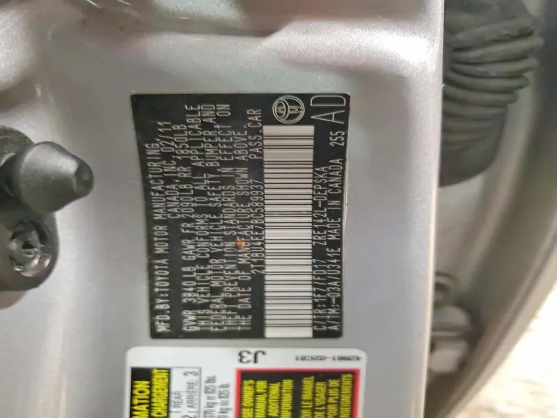 2011 TOYOTA COROLLA BASE  