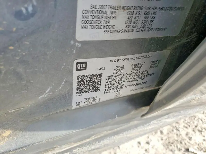 2021 CHEVROLET SILVERADO C1500 CUSTOM  