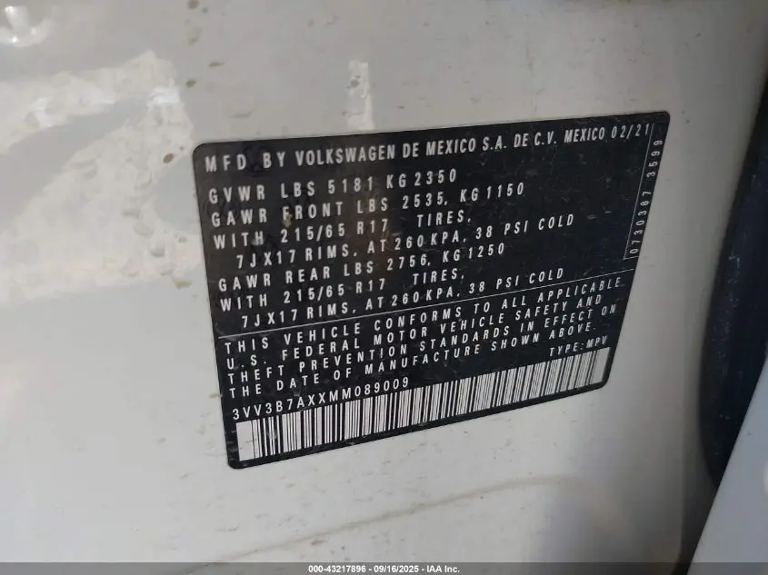 2021 VOLKSWAGEN TIGUAN 2.0T SE/2.0T SE R-LINE BLACK/2.0T SEL