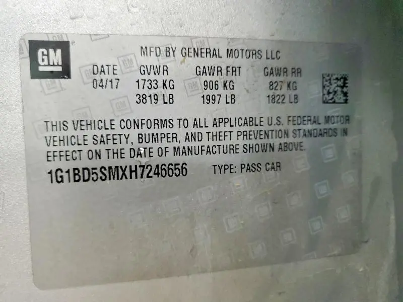 2017 CHEVROLET CRUZE LT  