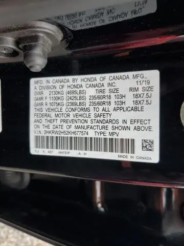 2019 HONDA CR-V EX  