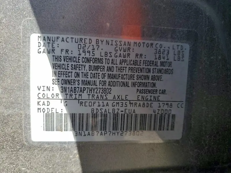 2017 NISSAN SENTRA S  