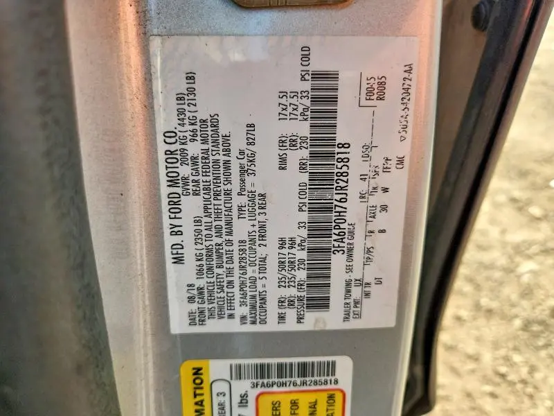 2018 FORD FUSION SE  