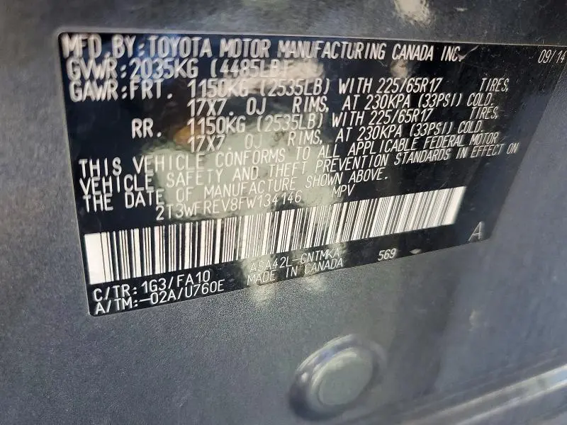 2015 TOYOTA RAV4 XLE  