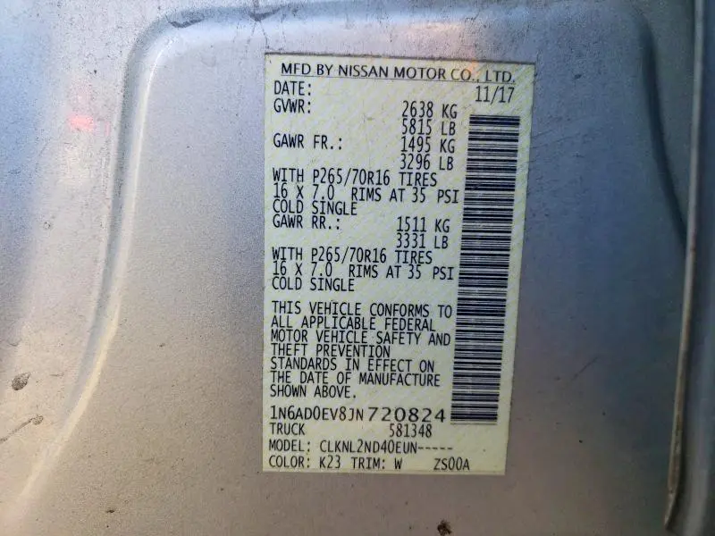 2018 NISSAN FRONTIER S  