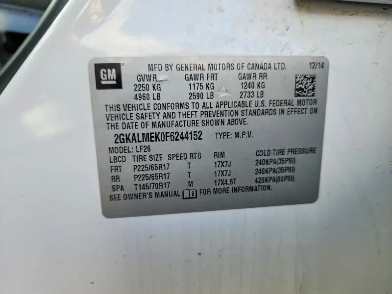 2015 GMC TERRAIN SLE  