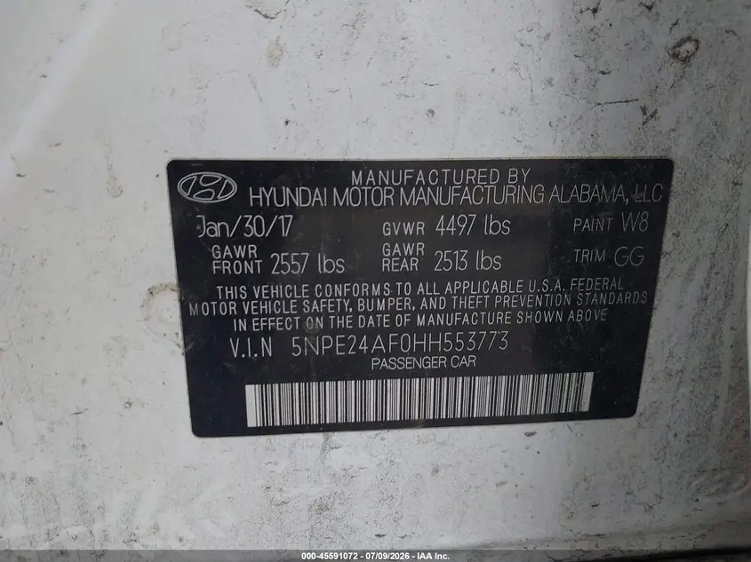 2017 HYUNDAI SONATA SE