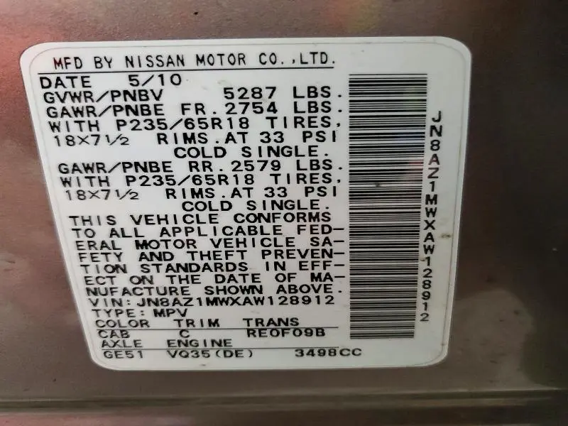 2010 NISSAN MURANO S  