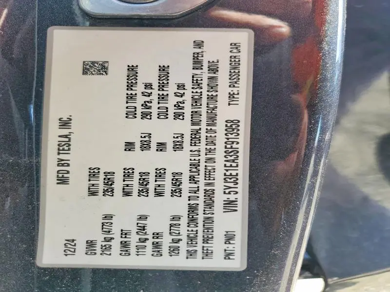 2025 TESLA MODEL 3   