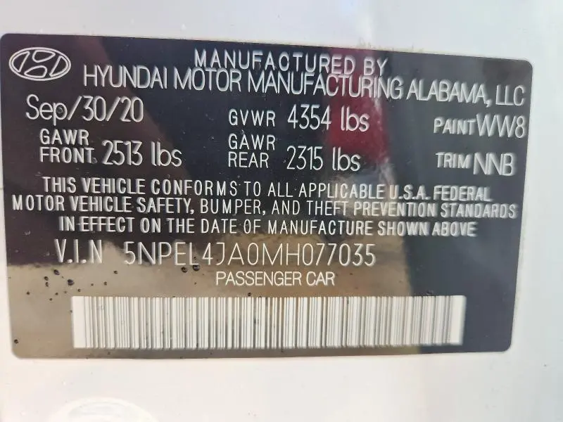 2021 HYUNDAI SONATA SEL  