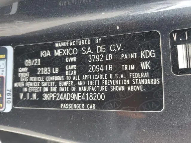 2022 KIA FORTE FE  
