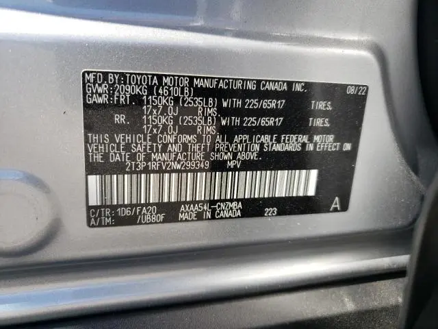 2022 TOYOTA RAV4 XLE  