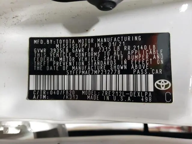 2021 TOYOTA COROLLA LE  