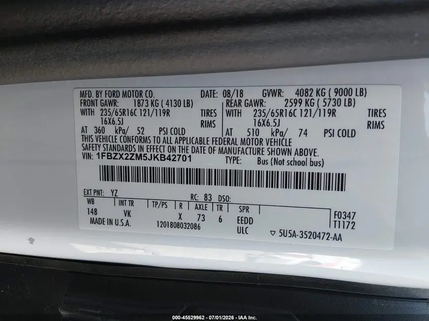 2018 FORD TRANSIT-350 XL/XLT