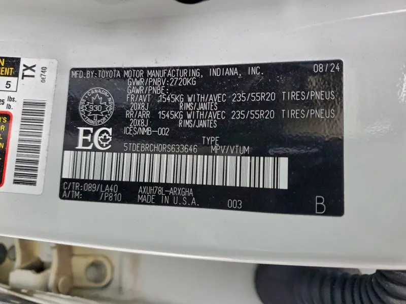 2024 TOYOTA HIGHLANDER HYBRID LIMITED  