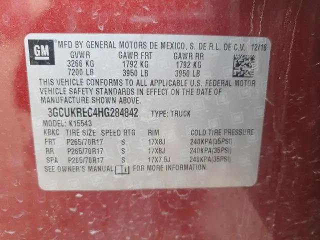 2017 CHEVROLET SILVERADO K1500 LT  