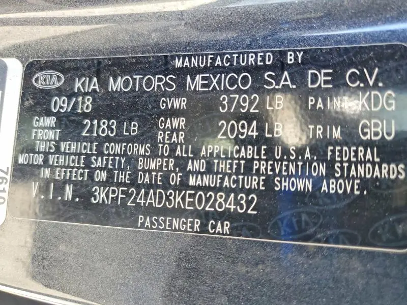 2019 KIA FORTE LXS  