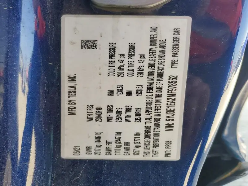 2021 TESLA MODEL 3   