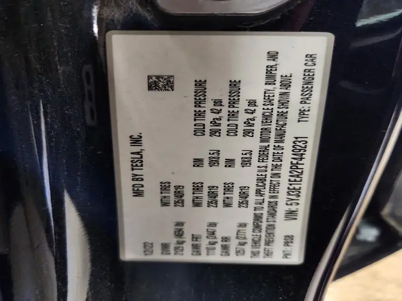2023 TESLA MODEL 3   