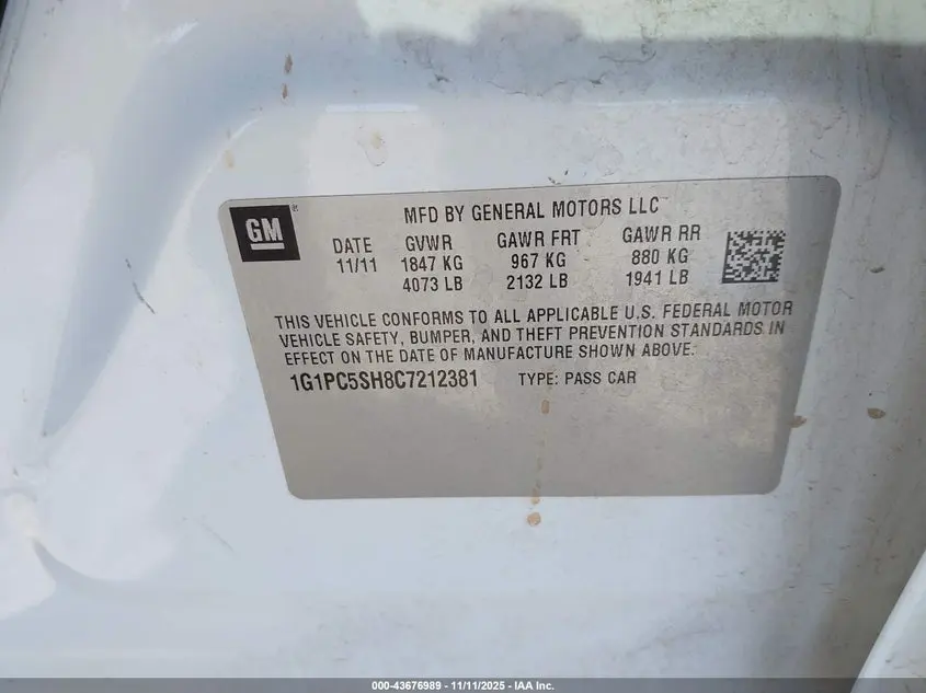 2012 CHEVROLET CRUZE LS