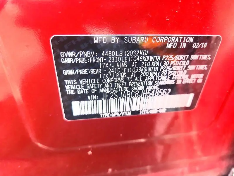 2018 SUBARU FORESTER 2.5I  