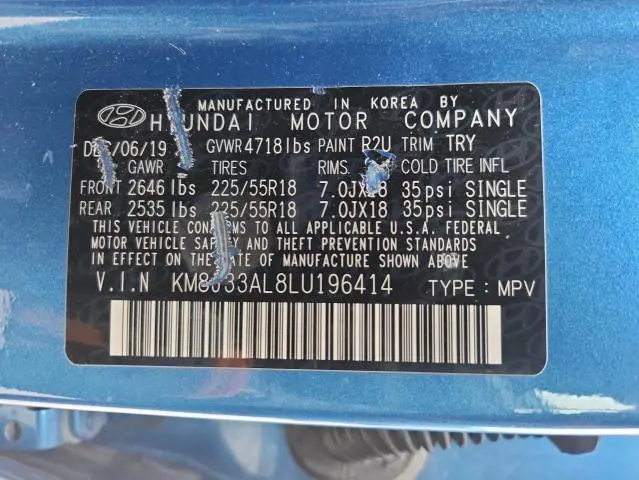 2020 HYUNDAI TUCSON LIMITED  