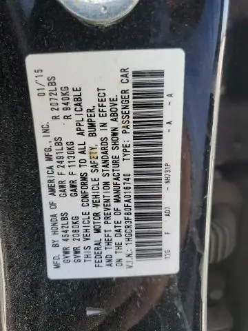 2015 HONDA ACCORD EXL  
